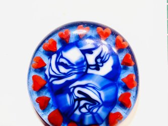 ゴルフグリーンマーカー⛳️薔薇とハート　ガラスミルフィオリ：磁石付きの画像