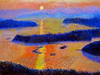 英虞湾の夕日の画像