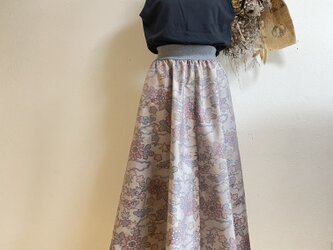 大島紬のリブフレアースカート　梅雨涼しの画像