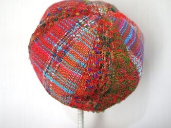 手織り ベレー帽子　春夏糸の画像