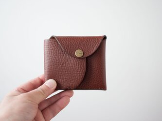 イタリア製牛革のコンパクト財布3 ／ ダークブラウンの画像