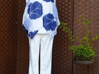 0003 着物リメイク　夏着物をベストにリメイク 「葉文様」kimono　の画像