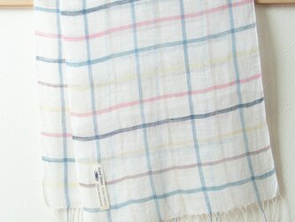 【再販】手織り・草木染めリネンストール　格子の画像