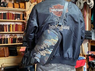 オーダーメイド　0018　本革と西陣織の帯　ボディーバッグ　Bag  /　手縫いの画像