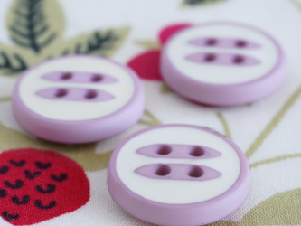 (3個) 12mm ツートーンのボタン　オフホワイト×ピンク　フランス製の画像