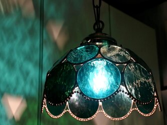 エメラルドの雫玉ランプ ステンドグラス 照明 ランプ ペンダントの画像