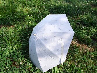 フレンチリネンの日傘 子ブタとお家と小花柄の画像