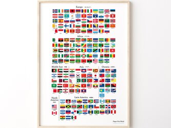 【お風呂対応】国旗 ポスター 世界   A3サイズ インテリア　小学 受験 インテリア　角丸の画像