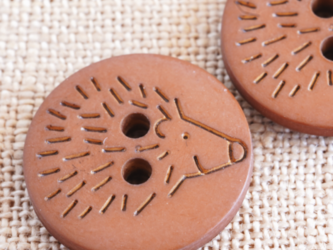 (3個)ハリネズミのボタン 15mm　こげ茶色　フランス製の画像
