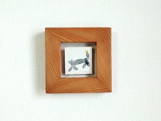 【一点物】原画「のんきな猫」水彩イラスト ※木製額縁入りの画像