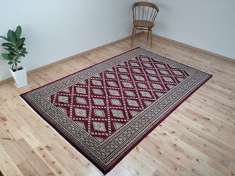 パキスタン絨毯　(12/24)ハイクオリティー リビング　242x152cm　レッド　の画像