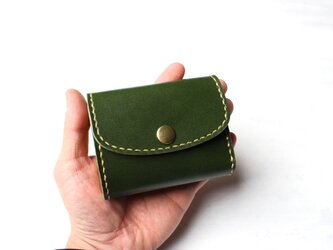 【受注生産品】小さい三つ折り財布 ～栃木アニリン緑×栃木ヌメ～の画像