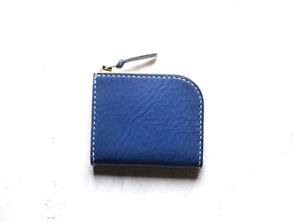 【一点物即納品】L字ファスナー小さい財布 ～イタリアンシュリンクブルー×栃木ヌメ～の画像