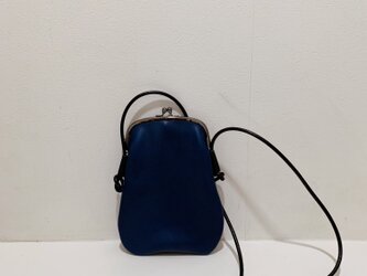 国産牛革　親子がま口ポシェット◆アーチ型　携帯も入るsize  ネイビー　サコッシュ　スマホショルダー　スマホポシェットの画像