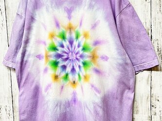 タイダイ染め　ビッグシルエット Tシャツ　Lサイズ　曼荼羅　ラベンダー　 Hippies Dye HD16-99の画像