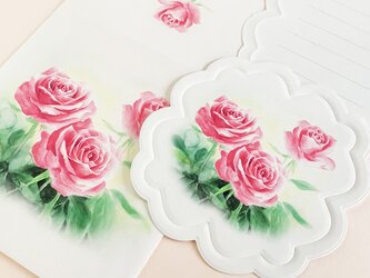 Roses花型ダイカットメッセージカード3枚　封筒付きの画像