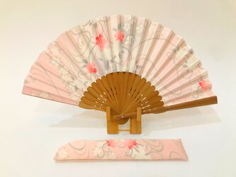 着物扇子　アンティークの絹の着物使用　日本の京都の職人が手仕事で制作　オンリーワン　プレゼントに最適 #36の画像