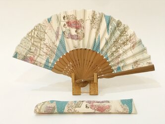 【受注制作】着物扇子　アンティークの絹の着物使用　日本の京都の職人が手仕事で制作　オンリーワン　プレゼントに最適の画像