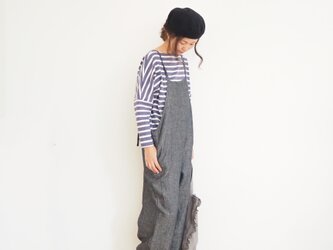 Heavy linen denim Salopetteの画像
