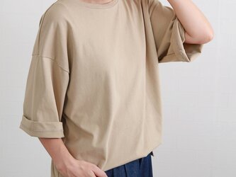 5分袖 ビックシルエットT　ベージュ　0531BEの画像