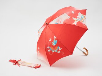 折りたたみ着物日傘　絹の着物をアップサイクル　日本の職人が手仕事で制作　★持ち込みのお着物でオーダーメイド可★ #27の画像