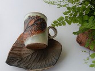 木の葉コーヒー碗皿セットの画像