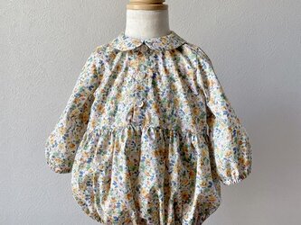 （８０ｃｍ）Organic cotton round collar romper／ラウンドカラーのロンパース・カメリアオレンジの画像