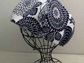 TOPI 着物リメイク　浴衣のベレー帽（青）の画像