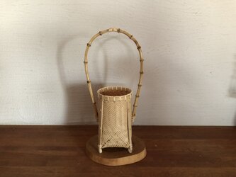 網代編み花籠（持ち手:竹根）の画像