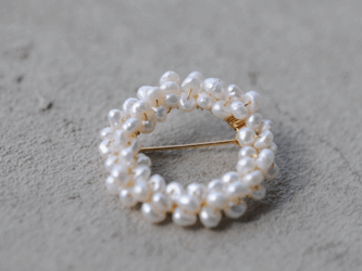 淡水パールリースブローチ