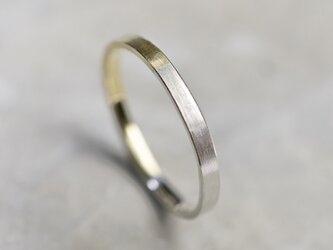 つや消し シルバー×真鍮バイカラーハーフシンフラットリング 2.0mm幅 マット｜SV×BS RING｜848の画像
