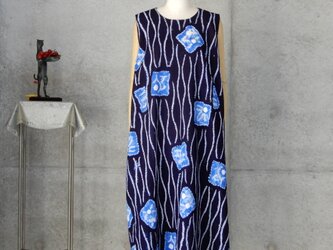着物リメイク　有松絞り　ロングワンピース/Aライン　Lサイズ  yukata kimonoの画像