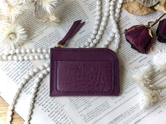 イタリア革のカードケース／紫の画像