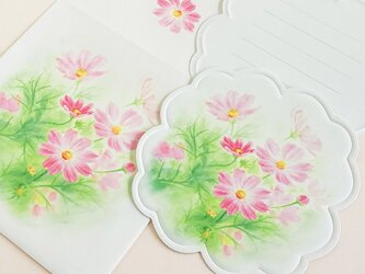 コスモス ダイカットメッセージカード花型3枚　封筒付きの画像