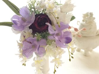 仏花 真珠の涙  茜  （仏花、造花、お供え、お盆、お彼岸、敬老の日、結婚祝い、新築祝い）の画像