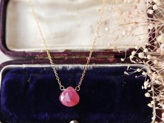 【14kgf】宝石質ピンクサファイアの一粒ネックレス (マロンカット)＊9月誕生石の画像
