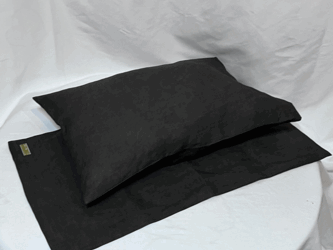柿渋染め麻枕カバー黒色セットの画像