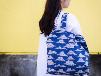 Hand block print kinchaku bag / kumoの画像