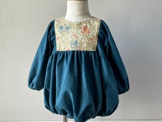 （８０ｃｍ）puffed sleeves romper／William Morris／Iris・Creamの画像