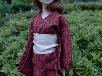 1/6サイズ(20cm) 木綿の着物と帯（１）の画像