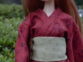 1/6サイズ(20cm)木綿の着物と帯（３）の画像