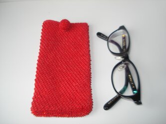【受注制作】Beaded Glass Case --Shiny Red--の画像