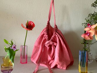 European linen bag (dark pink)の画像