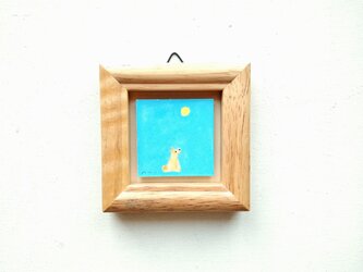 原画「キミを想う」 小さな絵　水彩イラスト　※木製ミニ額縁入りの画像