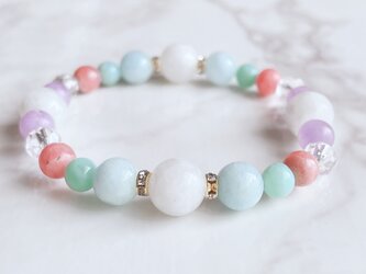 ❤️〈490〉【数量限定！女性の贅沢ブレス 幸せな結婚・子宝へ◎ 】ムーンストーン アクアマリン ラリマー ブレスレットの画像