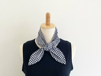 ♡ターバンにもなるスカーフ♡　ギンガムチェック柄のネッククーラー　クールスカーフ　ヘアバンド　【保冷剤又はカイロ２個付き】の画像