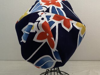 TOPI 着物リメイク　浴衣のベレー帽（青）の画像