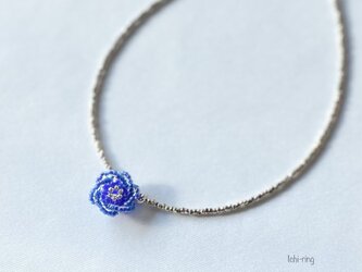 青いミニ薔薇のペンダント︎＊ネックレス　"Rosetta blue”の画像
