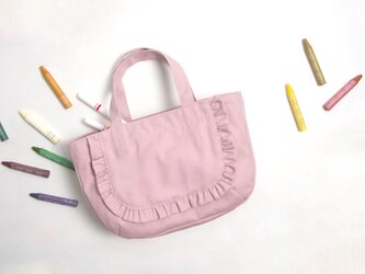 Kids フリルトートバッグ お散歩バッグ ピンクの画像