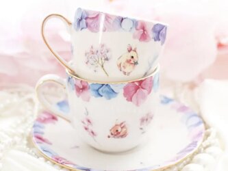 うさぎさんと紫陽花のティーカップ&ソーサーの画像